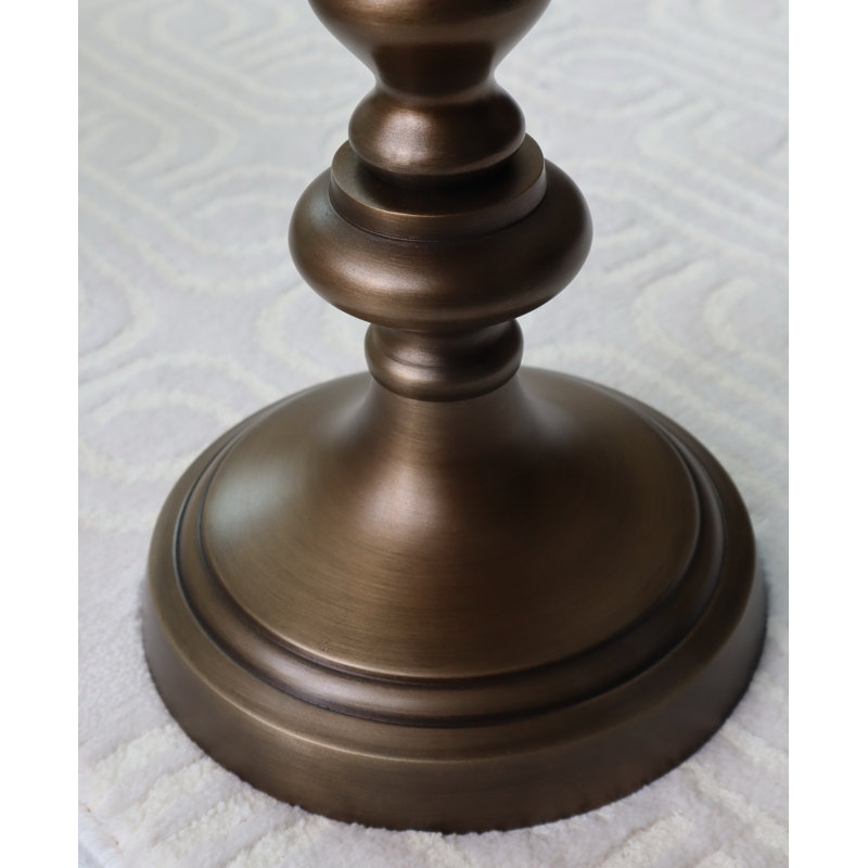 Ackermanville Tray Top Pedestal End Table, Antique Brass