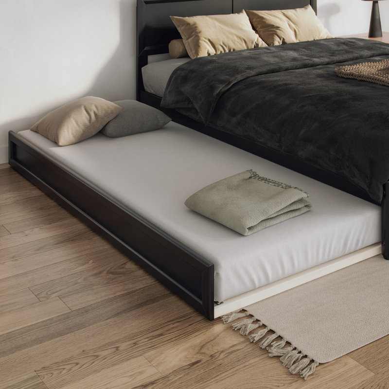 Lit gigogne en bois massif Sanvir, Simple TG, Noir