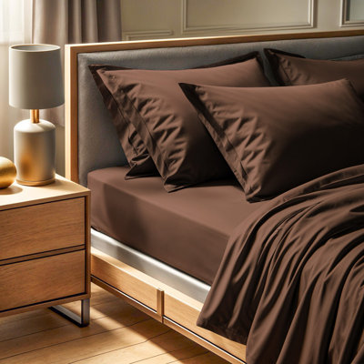 Ultra-Soft King Fitted Sheet, Dark Brown, 76 x 80 x 11.8 inches | 100% Cotton Ranforce, 155 Thread Count | Machine Washable at 30°C | Luxurious Comfort for Restful Sleep, Durable & Easy Care