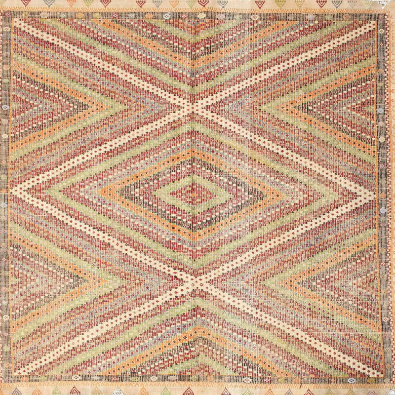 Wool Geometric Indoor Rug, Square 7'