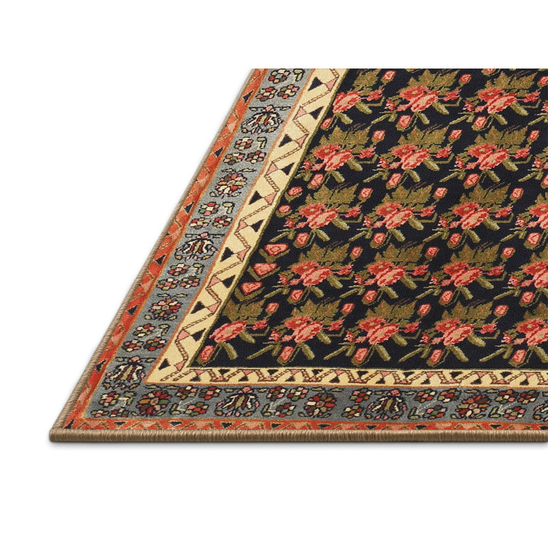 Tapis crème traditionnel/rose/orange Kelya, Rectangle 8 pi x 12 pi