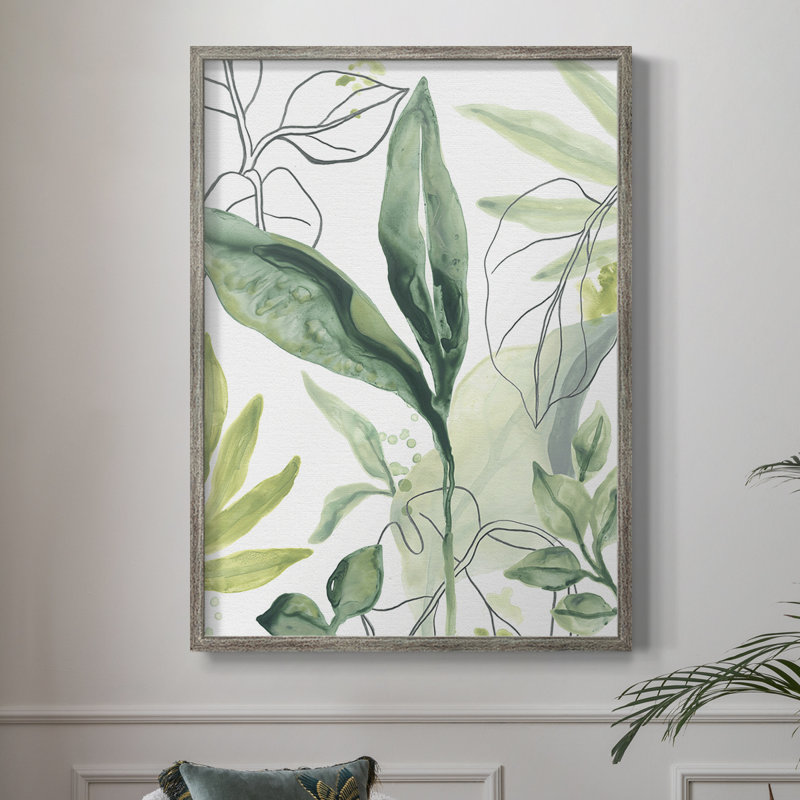 Tropical Palm Chorus IV Framed Print - Solid Wood, 21" H x 17" W