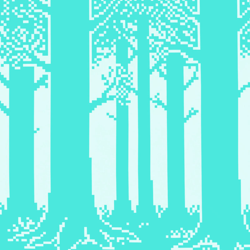 Tapis de bain Pixelated Forest, L 24 po x L 17 po, Bleu clair / blanc