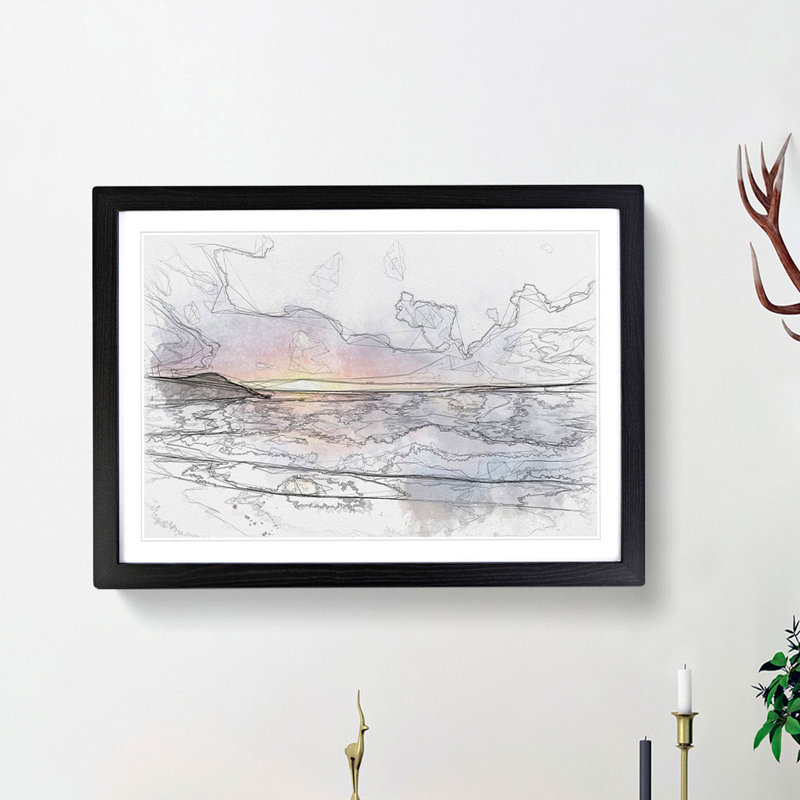 Pacific Coast Sunset - Picture Frame Graphic Art Print, 45cm H x 63cm W x 2cm D, Black Framed
