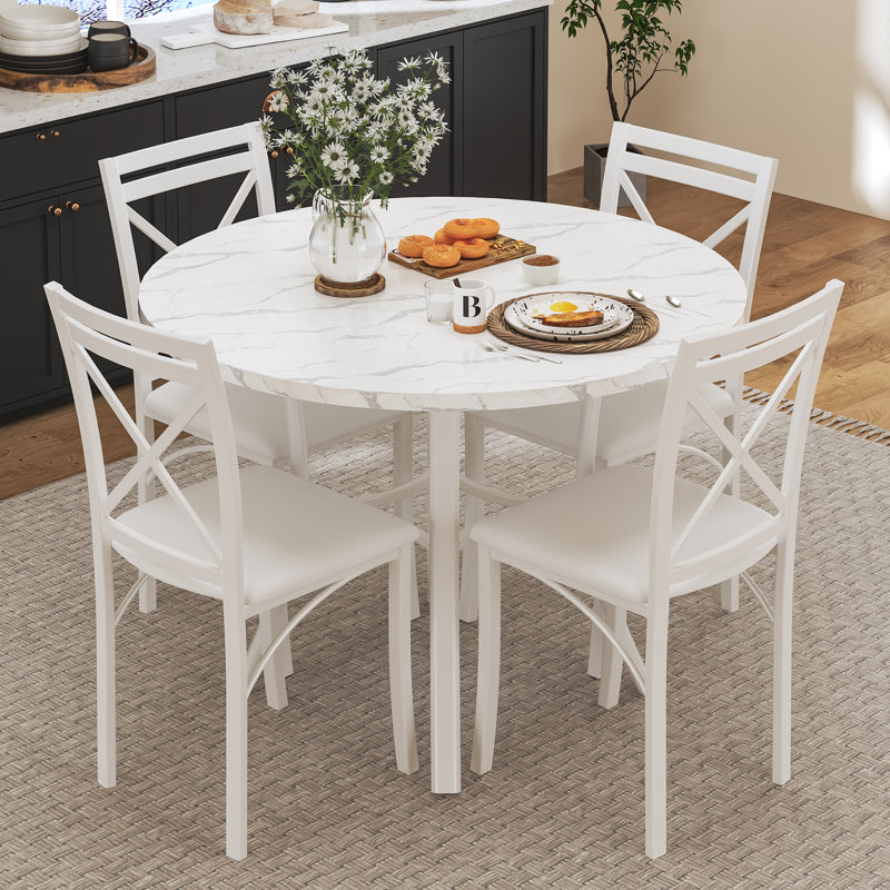Kasandra 4 - Person Four Leg Dining Set, White