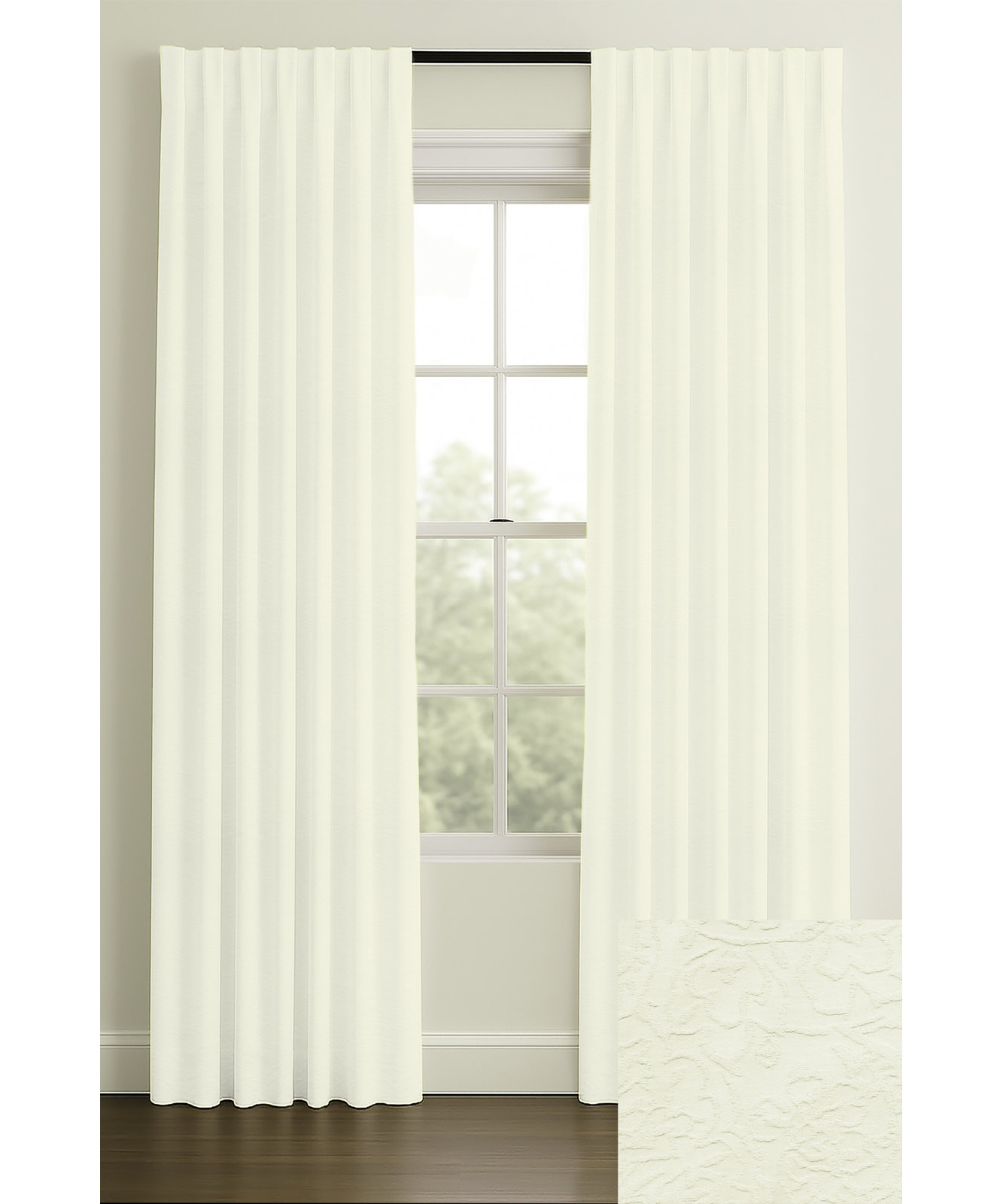 Myers Cotton Matelasse Rod Pocket Curtain, Cream, 50" W x 84" L
