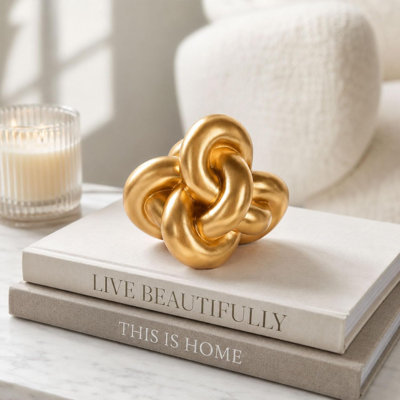 Resin Gold Knot Organic Modern Indoor Sculpture