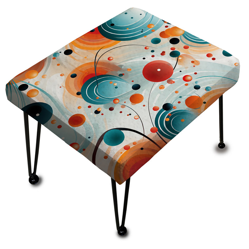Blue And Orange Enchanted Sphere Illusion - Geometric Rectangle Ottoman