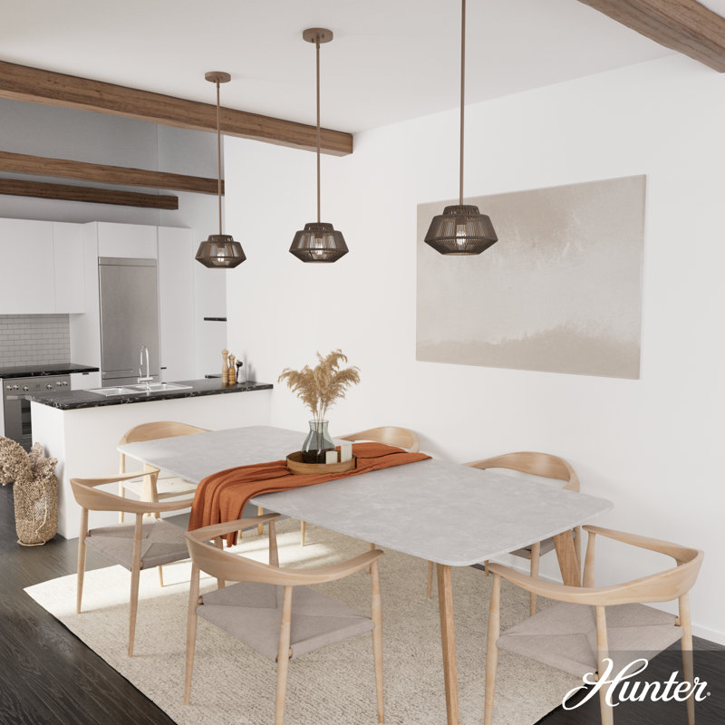 Sable Rattan Mini Pendant Light with Glass Shade