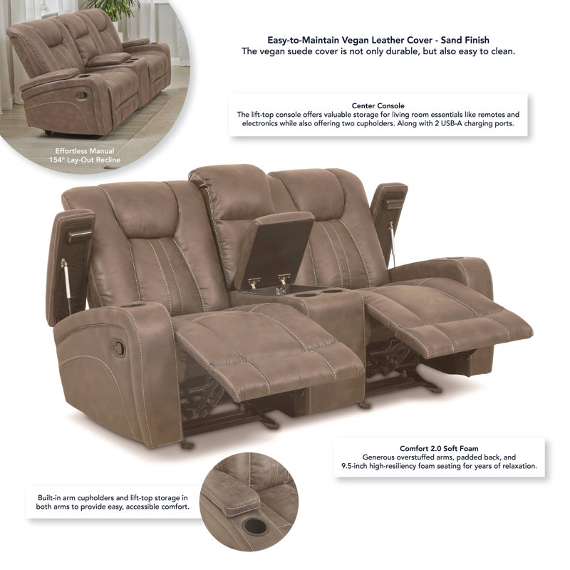 Marlow Manual Reclining Loveseat, Sand