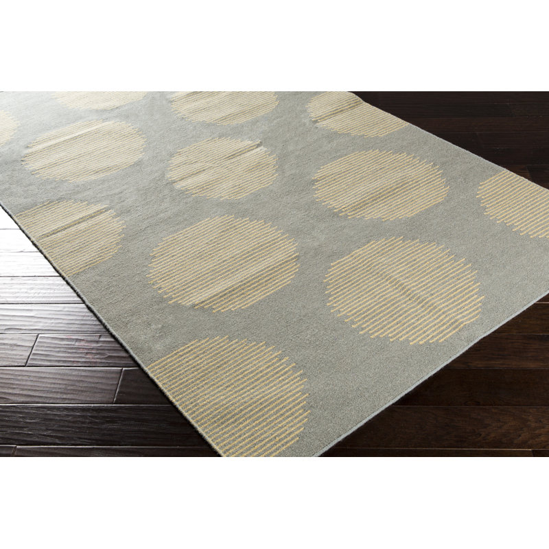 Tapis gris en laine tissé à la main Araliya, Rectangle 3 pi 6 po x 5 pi 6 po
