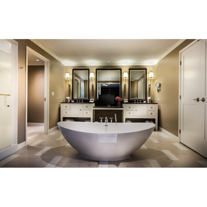 Logan 72'' L Freestanding Air Bathtub, Glossy White, Polished Chrome