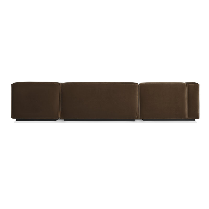Cleon Modular Sectional, Coffee Velvet Polyester Blend, Right Hand Facing