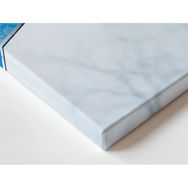 Toile, composition architecturale minimaliste mettant en vedette un art mural blanc entrecroisé avec un toit angulaire foncé posé sur toile