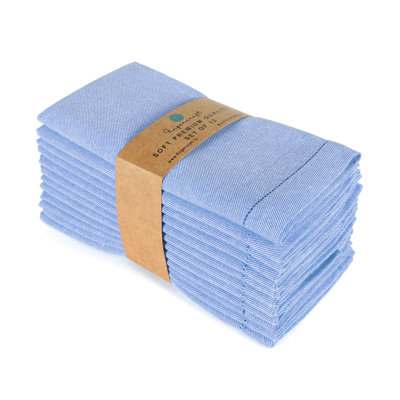  Serviettes en tissu, serviettes de table à motifs ajourés bicolores, utilisation quotidienne, serviettes de table en coton de qualité supérieure, parfaites pour les dîners de fête, mariages, ensemble de Noël de 12, 20 pouces, bleu, blanc, Pâques