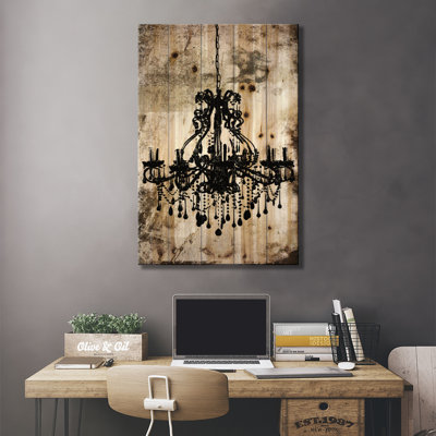 Lustre noir - impression sur bois sans cadre