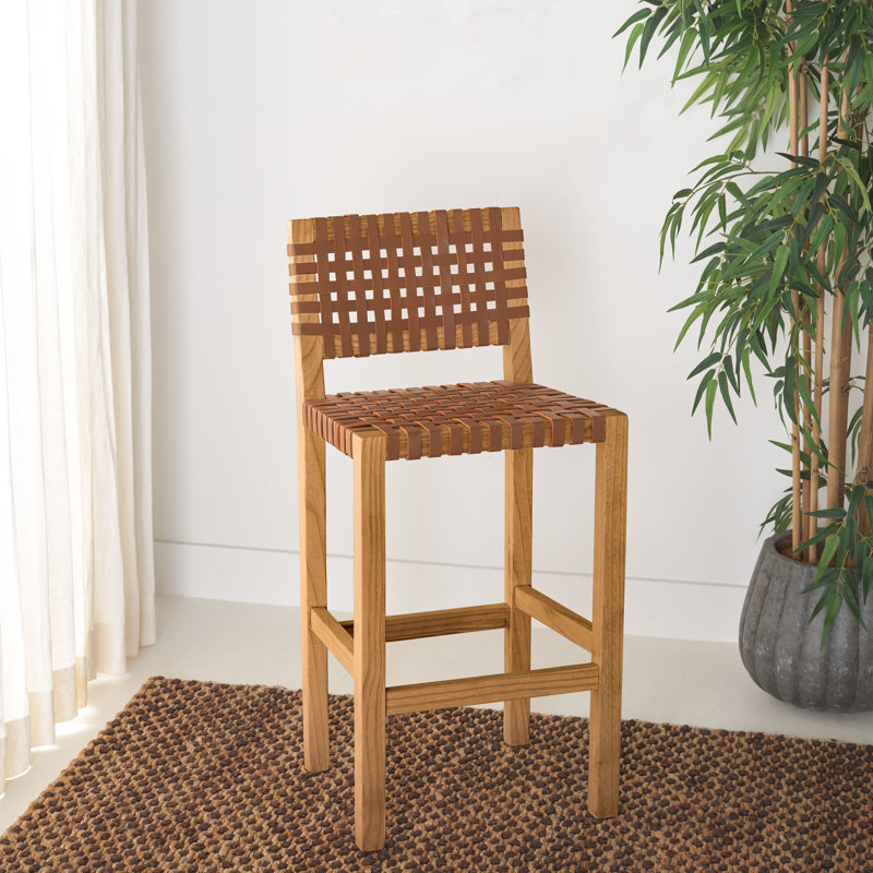 Leather Counter Stool, Light Honey/Natural