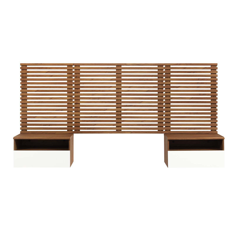 Modway Render Wall Mount Twin Headboard and Modern Nightstands