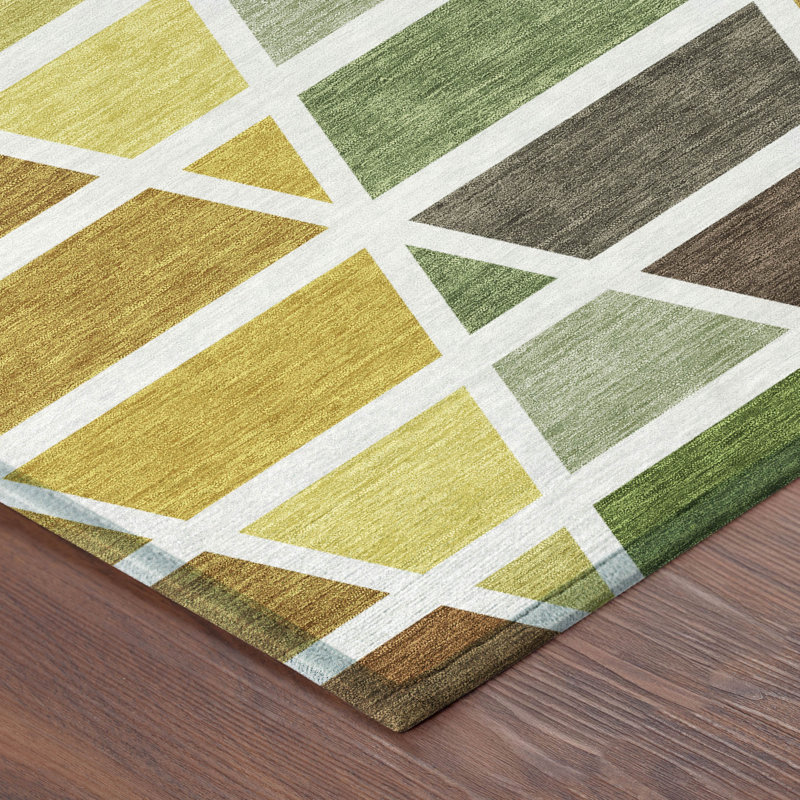 Machine Washable Indoor/Outdoor Chantille ACN2732 Geometric Rug, 8' Round, Brown