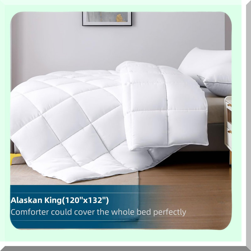 Luxury Cloud Comforter - Oversized 120"x 132" - All Season Lightweight Down Alternative Duvet Insert - Fluffy Microfiber - Breathable & Cozy - White