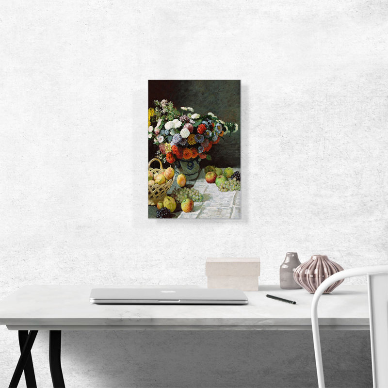 «Flowers and Fruit 1869» par Claude Monet, reproduction d'art sur toile tendue, H 18 po x l 12 po x P 0,75 po