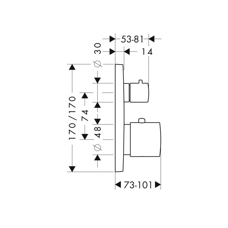 Citterio M Trim Thermostatic with Volume Control and Diverter, Chrome