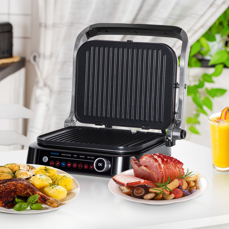 HOMCOM 1cm Smokeless Non Stick Electric Grill & Panini Press with Lid