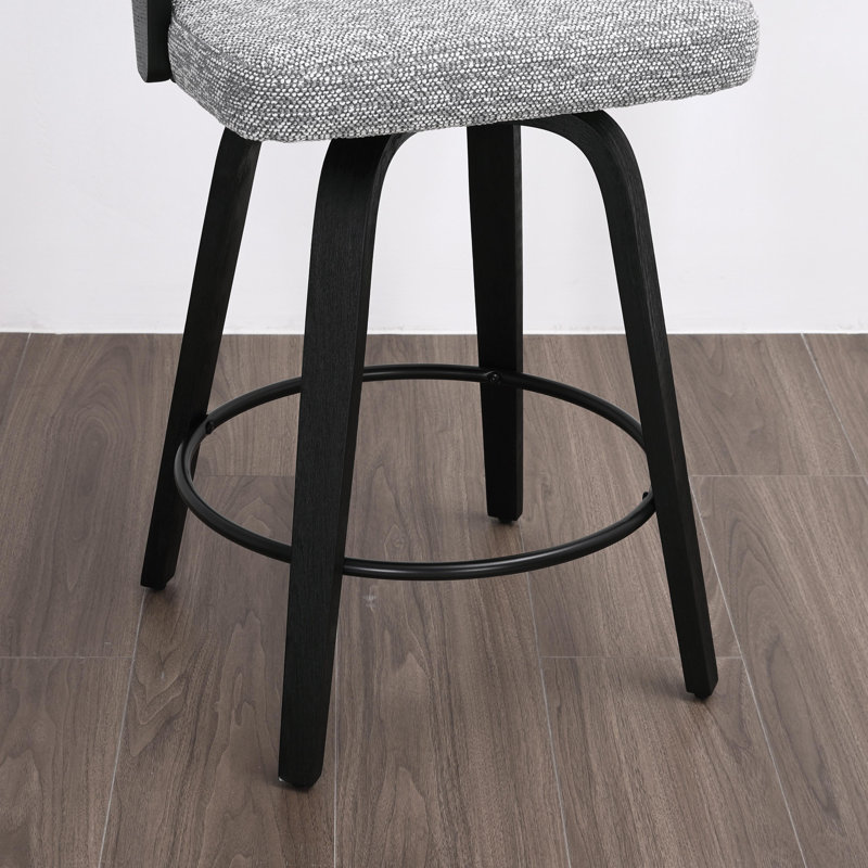 Tabouret de comptoir pivotant 26 po avec structure en bois, Grey Seat/Black Frame, Counter Stool (26” Seat Height)