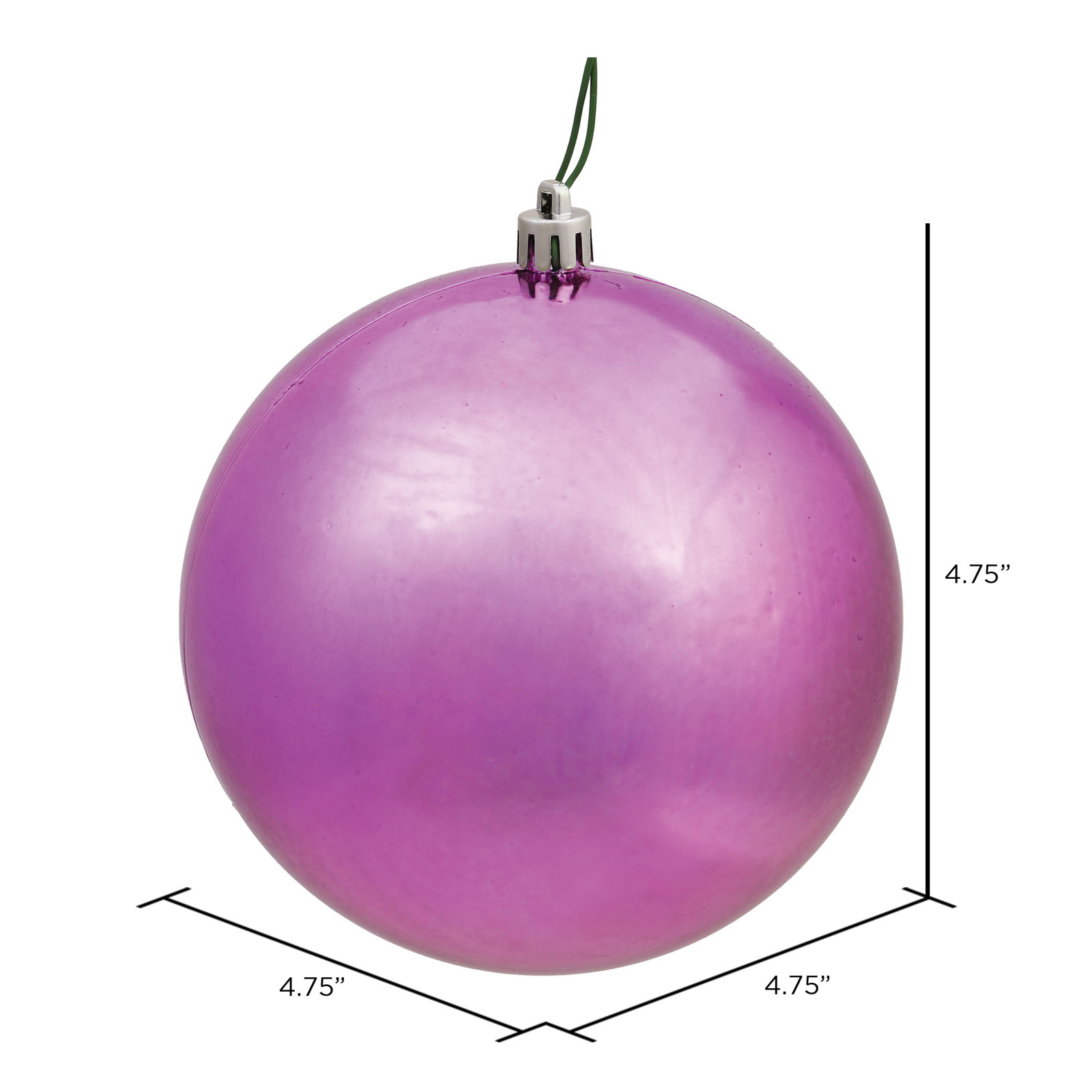 Christmas Ball Ornament, 4.75" H x 4.75" W x 4.75" D, Shiny Mauve