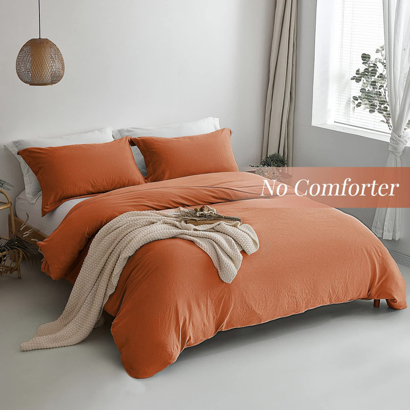 Solayne Washed Microfiber Duvet Cover Set, Soft Bedding with Zipper Closure and Corner Ties, King Duvet Cover + 2 King Shams