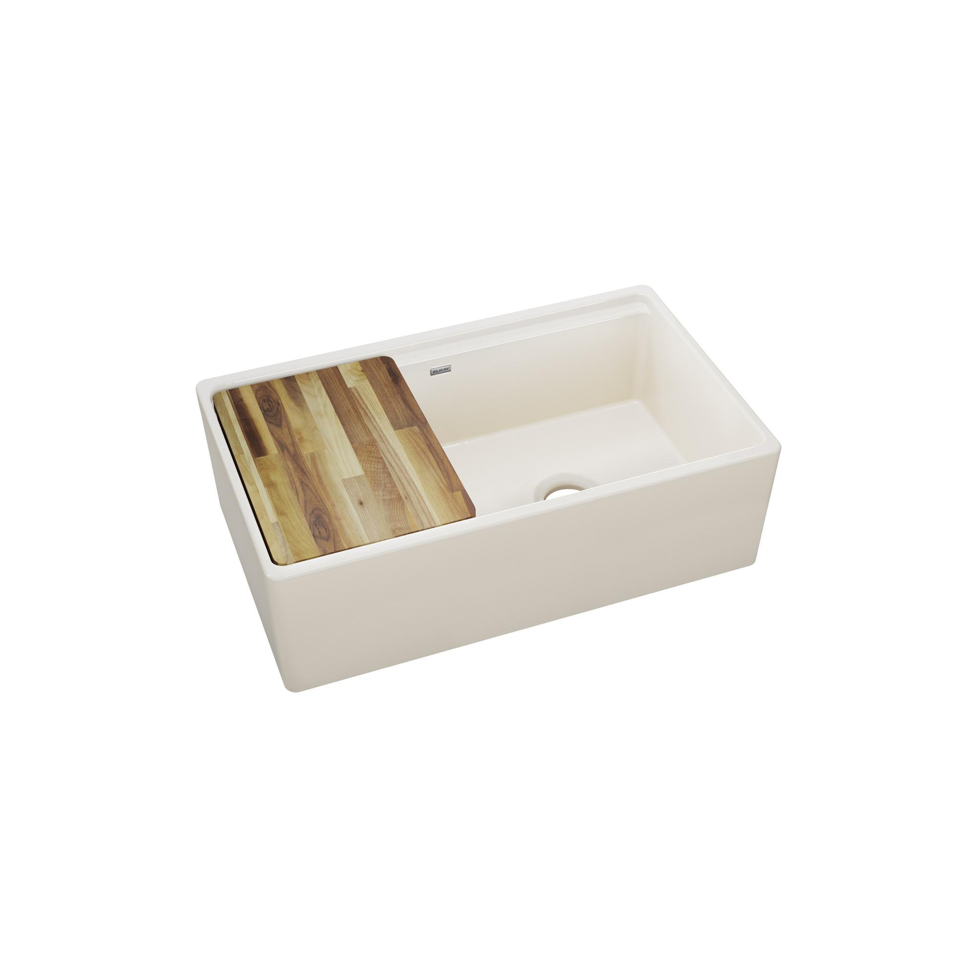 33" L x 20" W Double Basin Farmhouse/Apron Kitchen Sink, Biscuit