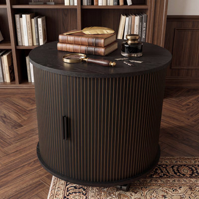 Table de bout moderne avec station de charge USB intégrée et table de chevet cylindrique avec porte coulissante à fermeture douce pour la chambre à coucher et le salon