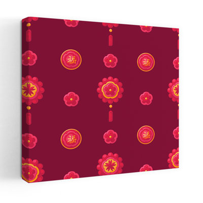 Fortune chinoise, motif floral traditionnel, art mural