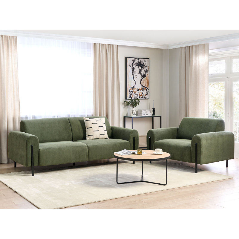 Saiyan 2 - Piece Living Room Set, Green Corduroy