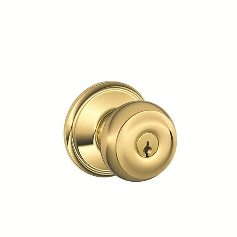 Georgian Knob Single Cylinder Keyed Entry Storeroom Lock, Bright Brass, Yes, Keyed Alike