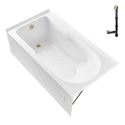 Streamline 60 in. x 32 in. Acrylic Left-Hand Drain Alcove Bathtub in Glossy White With External Drain