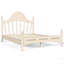 Lit plateforme avec tête de lit chic, structure en bois massif, support à lattes, pas de sommier tapissier, conception basse à terre, beige-130155208-130155203