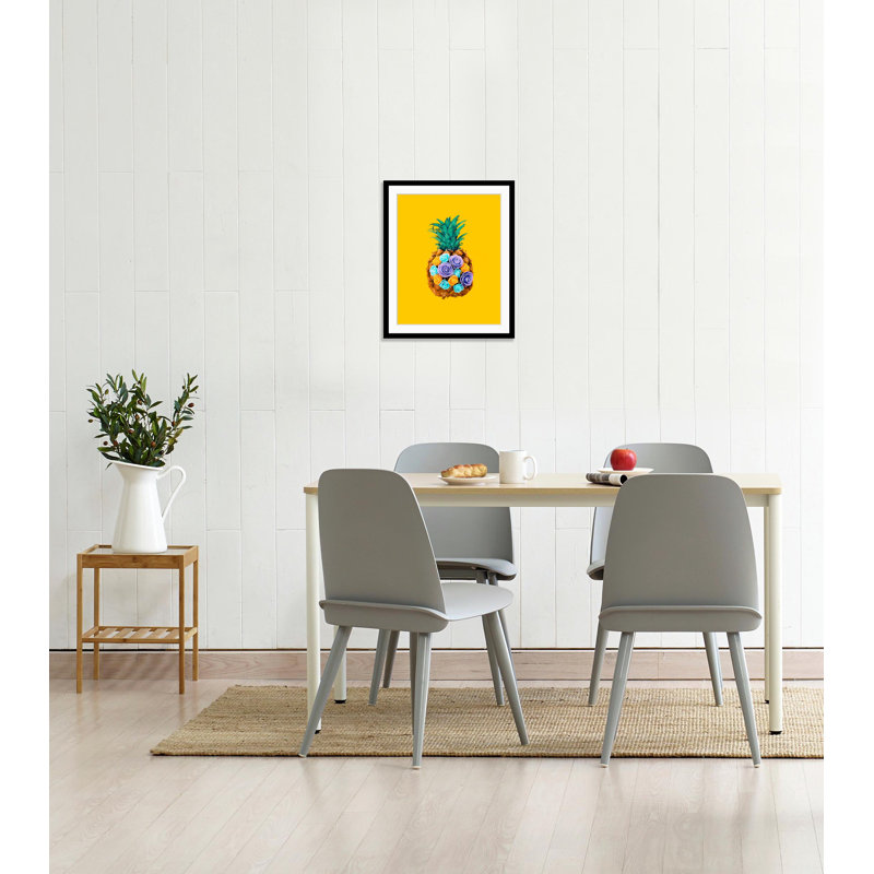 Pineapple With Flowers - Single Picture Frame Print, 40 cm H x 30 cm W