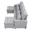 Lit fonctionnel en forme de U avec rangement pour méridienne, chargeurs et revêtement en chenille douce, espace de rangement polyvalent gris, magnifique