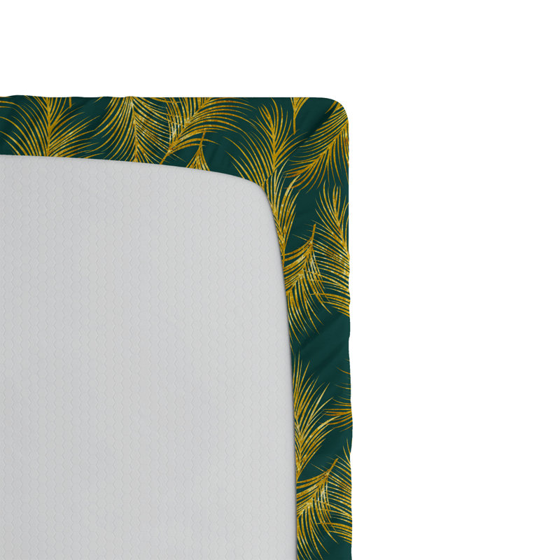 Ambesonne Art Deco Fitted Sheet Feathers Boho Vibe Pattern Full Size Dark Teal and Mustard, California King Fitted Sheet