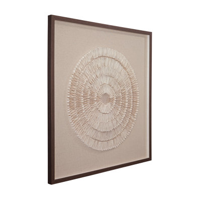 Art mural Vesica - Papier de riz 3D dans une boîte-cadre avec cadre en lin et brun