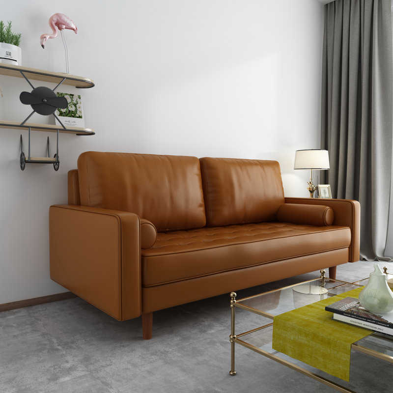 Caite 70'' Faux Leather Sofa, Brown