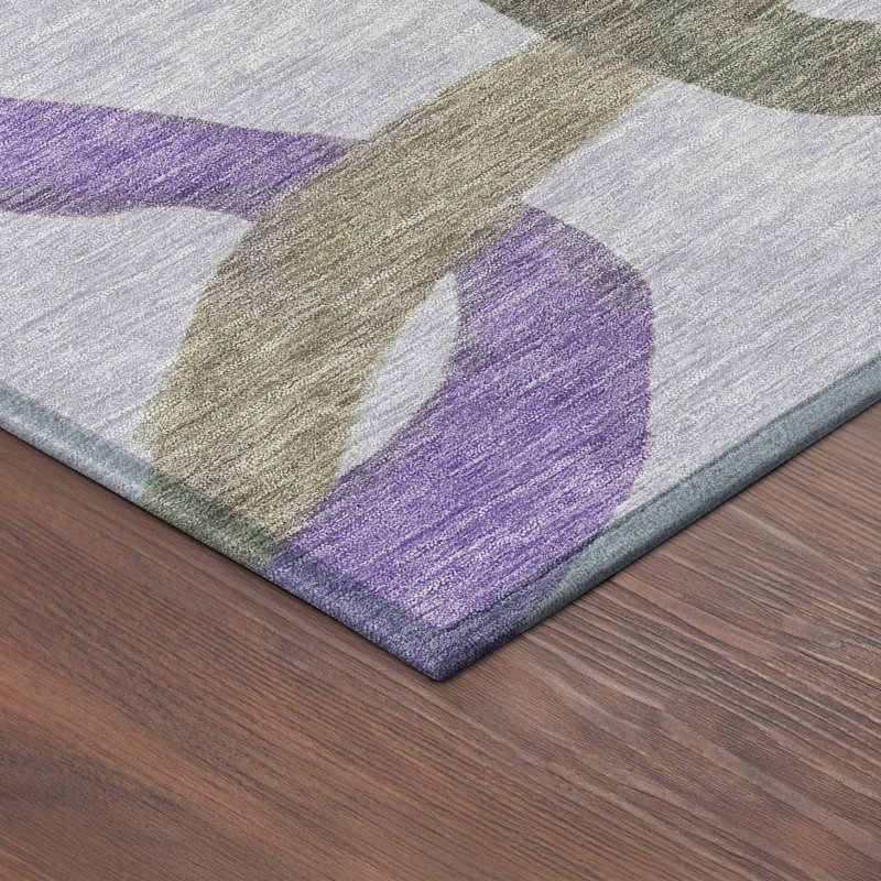 Machine Washable Indoor/Outdoor Lanning ACN2394 Abstract Rug, Round 8'