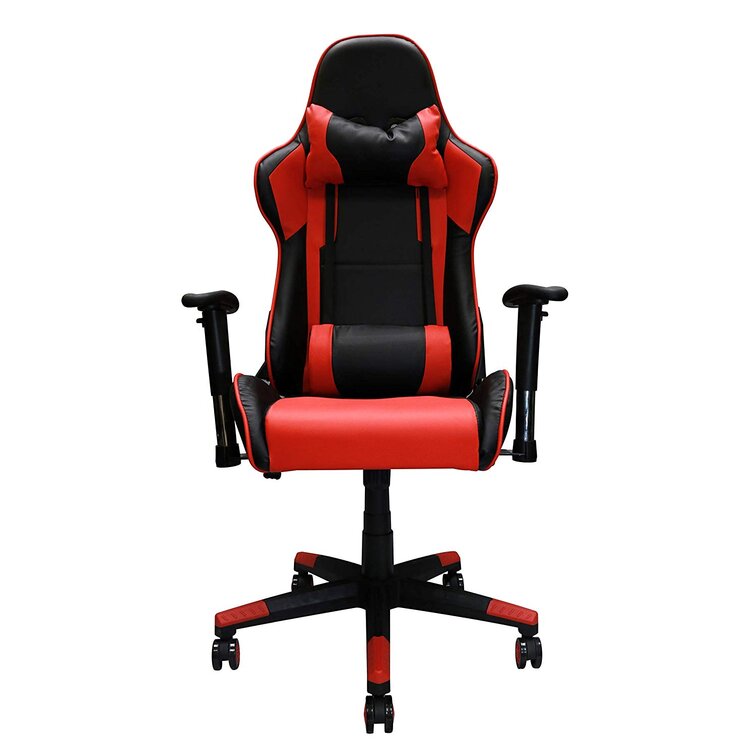 Symple Stuff Ergonomic Racing Gaming Chair With Head Cushions And  Adjustable Armrest Red