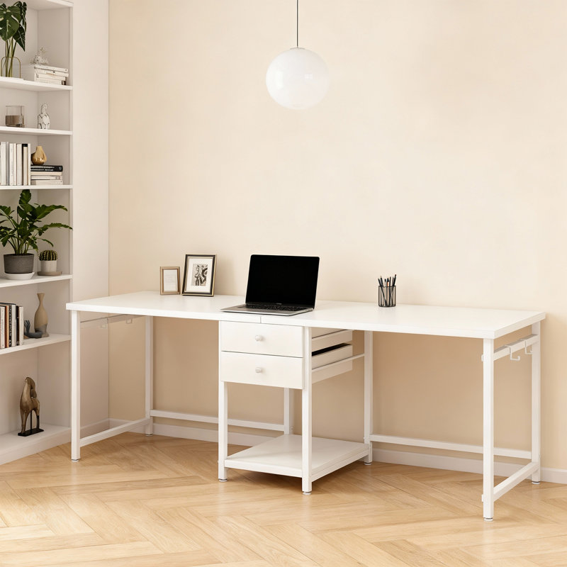 Rushali Metal Base Writing Desk, White