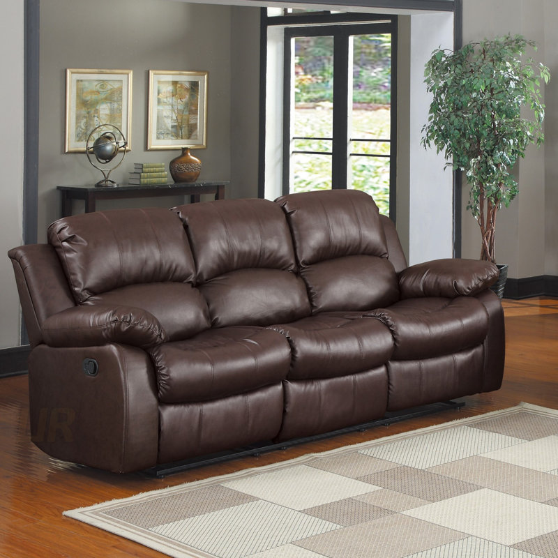 Canapé inclinable double confortable avec cuir reconstitué, structure en bois massif et mousse à haute densité pour une détente ultime