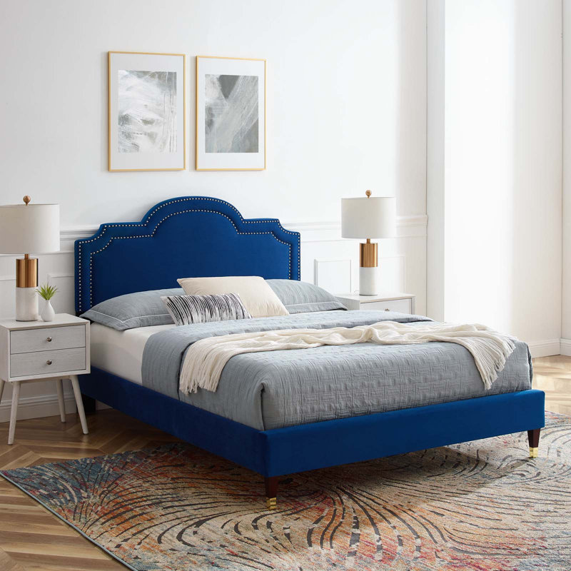 Modway Aviana Performance Velvet Bed, Twin, White
