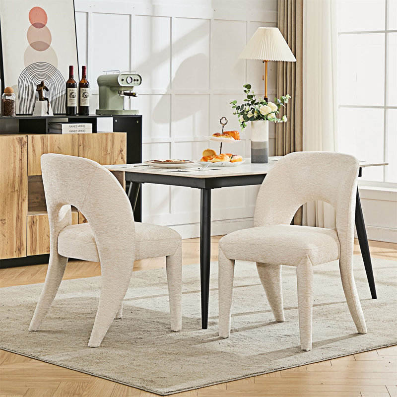 Upholstery Dining Chairs Set Of 2, Cream