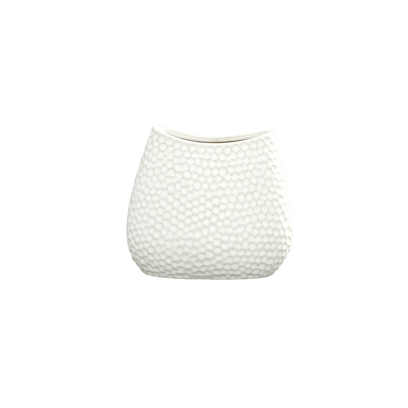 Ceramic Oval Vase Matte Finish White