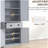 HOMCOM 72" kitchen storage cabinet, traditional freestanding cabinet, with 4 doors and 3 adjustable shelves, large central drawer, beadboard, gray